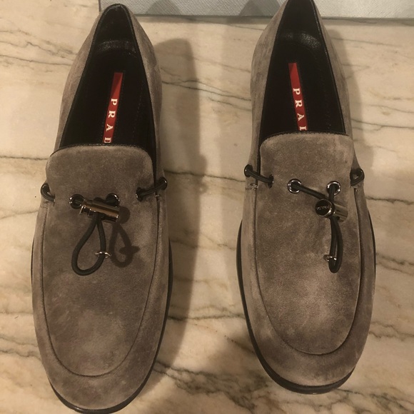 PRADA gray suede toggle loafers, never worn - Picture 2 of 9